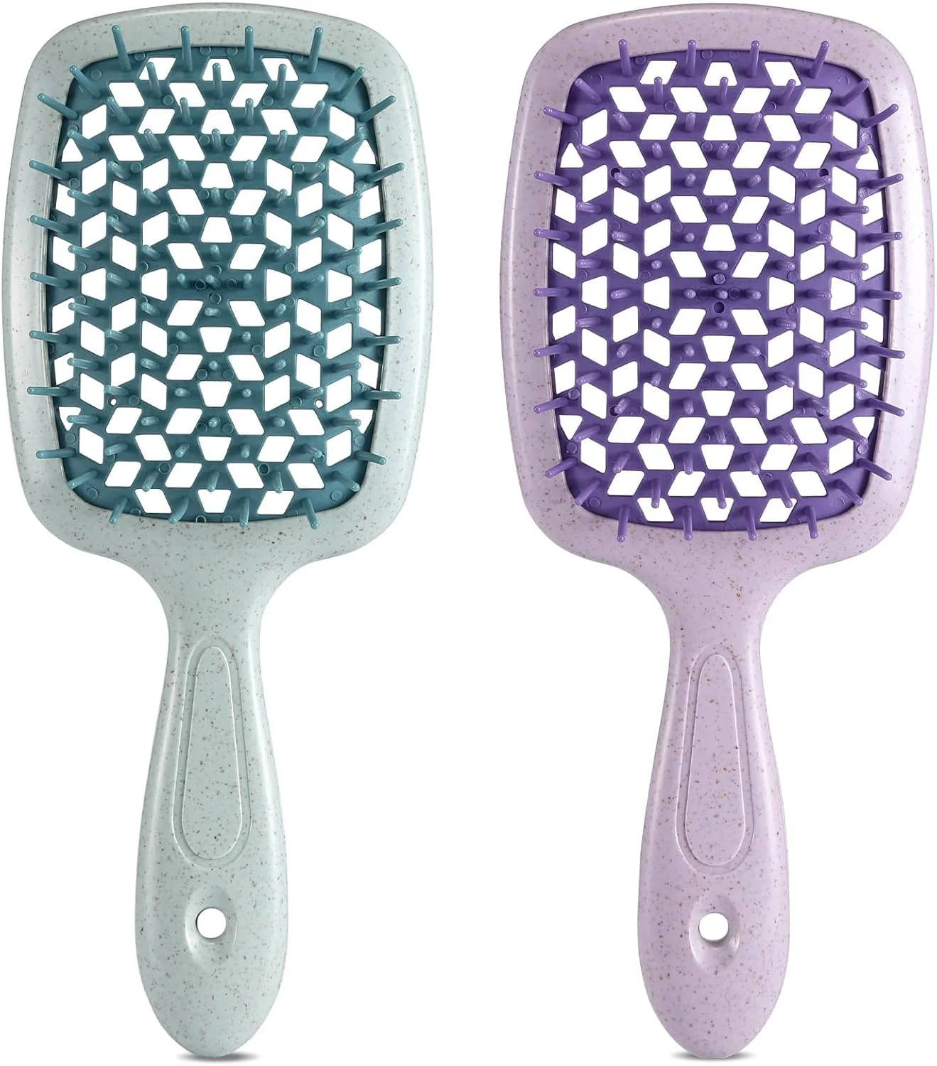 مجموعه برس باز کننده گره مو TERRIFI، 2 عدد برس حالت دهنده مو برای موهای فر، برس باز کننده گره و شانه فر برای زنان و مردان، ایده آل برای موهای طبیعی، بلند و ضخیم