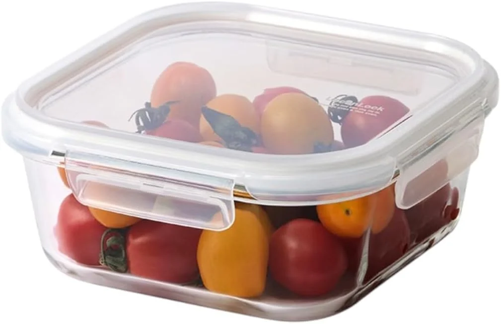 LocknLock Tempered Glass Square 1.2L – Airtight Food Container with 4-Side Locking Lid, Microwave, Freezer & Dishwasher Safe