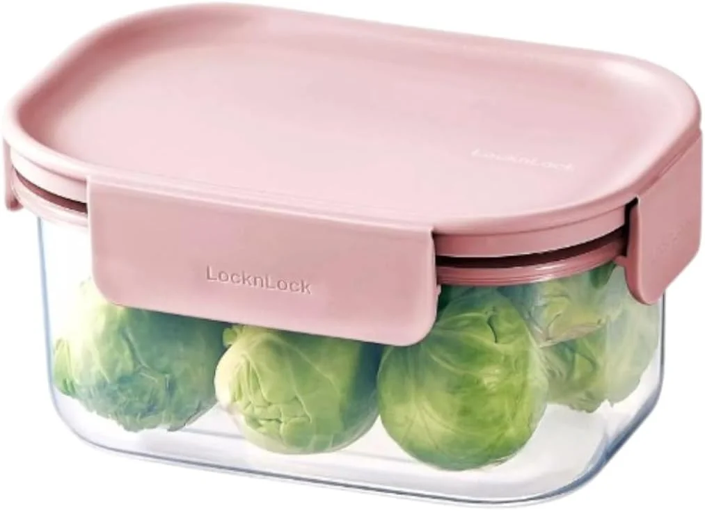 LocknLock Classic Plus Rectangle Food Container – 385ml Pink, 4-Side Locking, Stackable & Leakproof