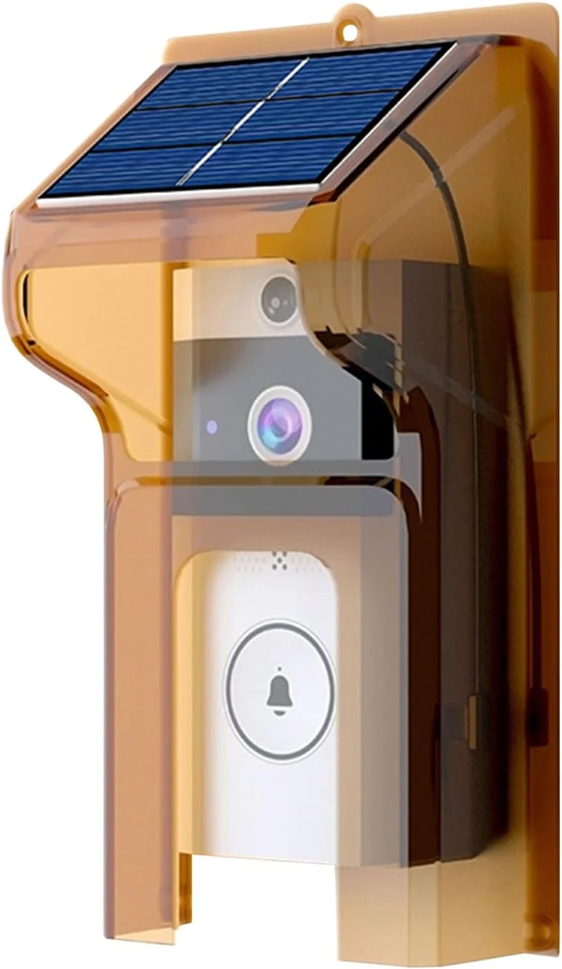 محافظ و سایبان باران زنگ درب، نگهدارنده دیواری زنگ در با پوشش باران، قاب زنگ در با پنل خورشیدی، شارژ خودکار، محافظ امنیتی ضد آب، طراحی مقاوم در برابر آب و هوا