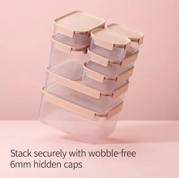 LocknLock Classic Plus Rectangle Food Container – 385ml Pink, 4-Side Locking, Stackable & Leakproof