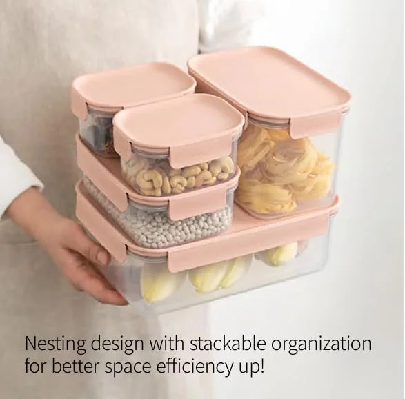 LocknLock Classic Plus Rectangle Food Container – 385ml Pink, 4-Side Locking, Stackable & Leakproof