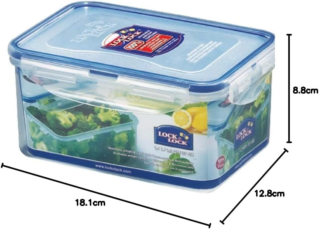 LocknLock Food Container Rectangle 1.1L Pack of 6| Airtight, BPA-Free, Eco-Friendly, Microwave & Freezer Safe