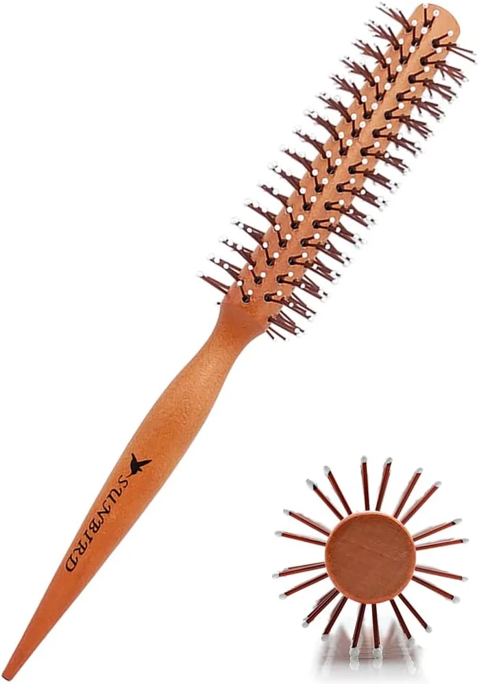 سان‌برد (4.1 سانتی‌متر) - برس گرد، دسته چوبی، نایلون مقاوم در برابر حرارت بالا، روغن سفید، شانه مو، قهوه‌ای مایل به قرمز، 1.5-4.6 سانتی‌متر، حجم دهنده، حالت دهنده، فر کننده و موهای مجعد، موج دار، ضخیم یا نازک برای مردان و زنان...