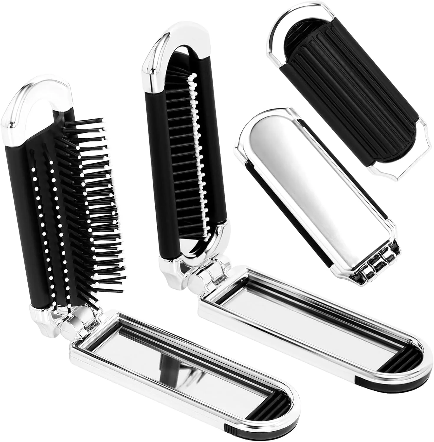 برس موی مسافرتی دو عددی Siutaga با آینه کوچک، برس موی تاشو جیبی مسافرتی برای زنان و دختران، شانه ماساژ کوچک برای باشگاه، سفر، کیف پول، شنا (آینه جداشدنی)