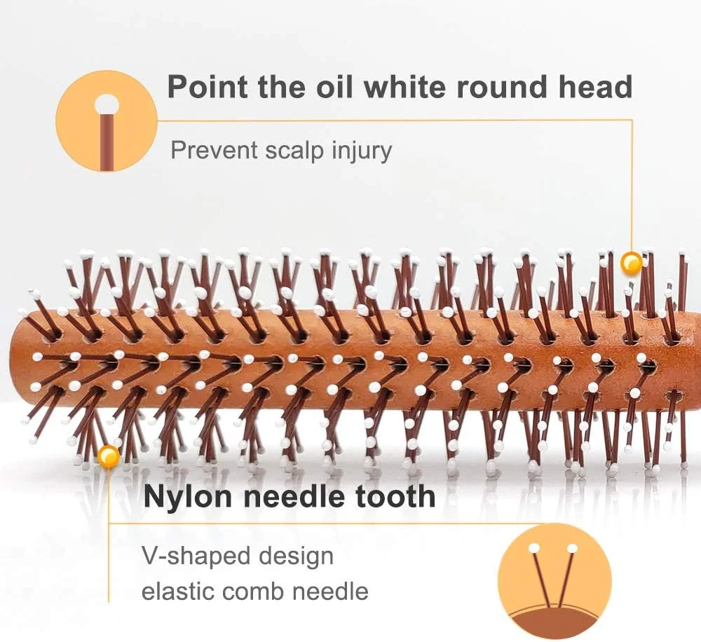 سان‌برد (4.1 سانتی‌متر) - برس گرد، دسته چوبی، نایلون مقاوم در برابر حرارت بالا، روغن سفید، شانه مو، قهوه‌ای مایل به قرمز، 1.5-4.6 سانتی‌متر، حجم دهنده، حالت دهنده، فر کننده و موهای مجعد، موج دار، ضخیم یا نازک برای مردان و زنان...