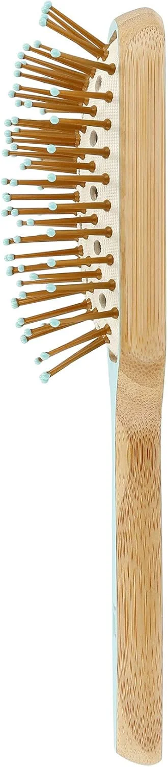 برس مو پدالی بامبو کوچک فیروزه ای T4B Ilu BambooM با نوک های توپی، طراحی شده برای برس زدن موهای کوتاه و متوسط برس مو پدالی بامبو کوچک فیروزه ای T4B Ilu BambooM با نوک های توپی، طراحی شده برای برس زدن موهای کوتاه و متوسط