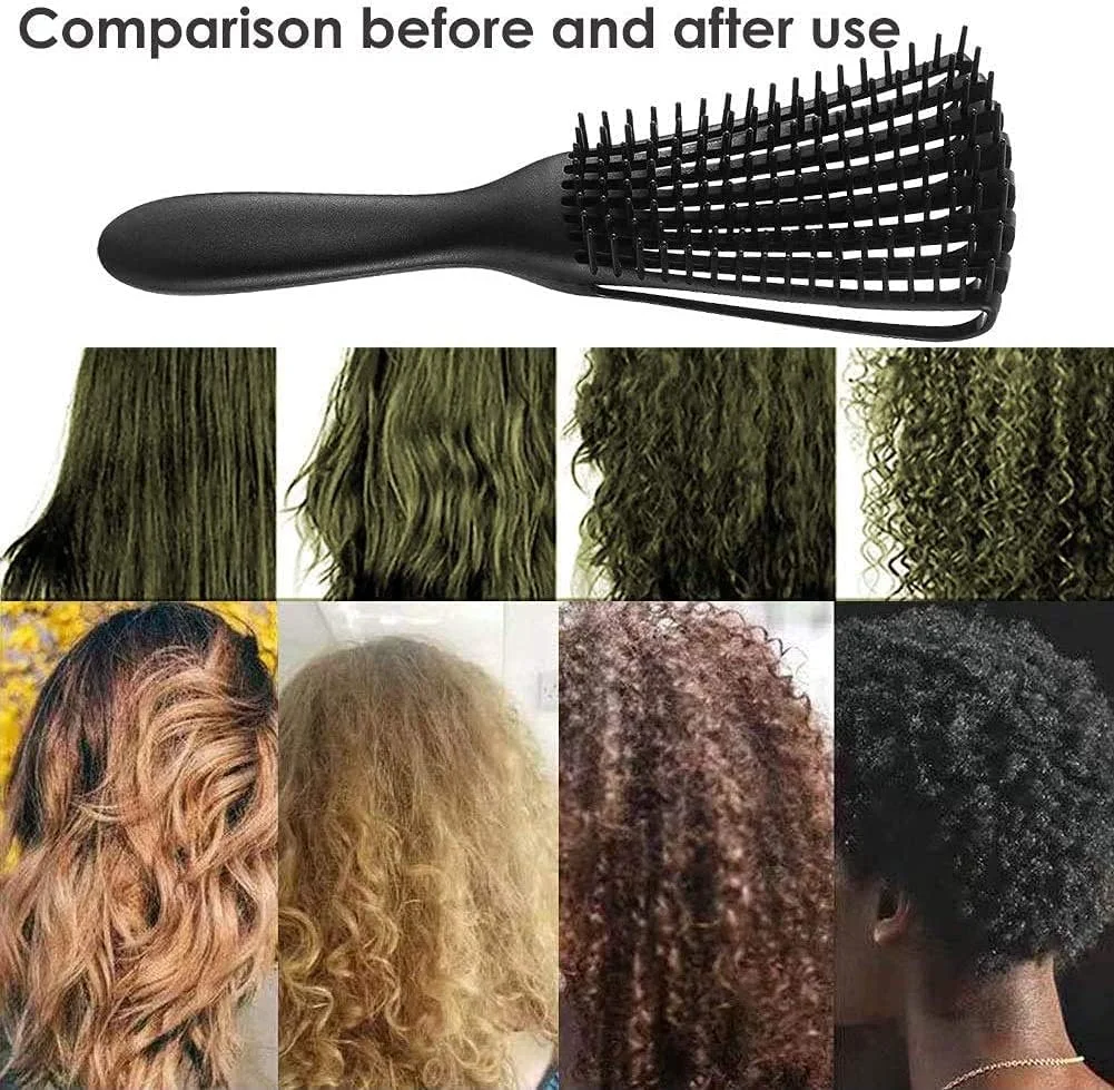 مجموعه برس مو شامل 2 عدد برس باز کننده گره مو و 2 عدد برس دو طرفه حالت دهنده مو، مناسب برای باز کردن گره موهای فر 3a تا 4c، موهای وز، مجعد، خیس، خشک، چرب و گره خورده (مشکی صورتی)