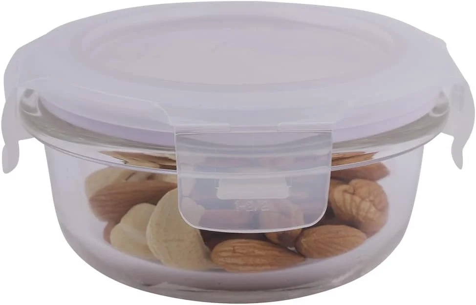 ظرف شیشه ای لاک اند لاک، ۰.۶ پیمانه، شیشه بوروسیلیکات، قابل استفاده در فر، فاقد BPA، ۱۰۰٪ ضد هوا، ظرف گرد شیشه ای نگهداری مواد غذایی با درب