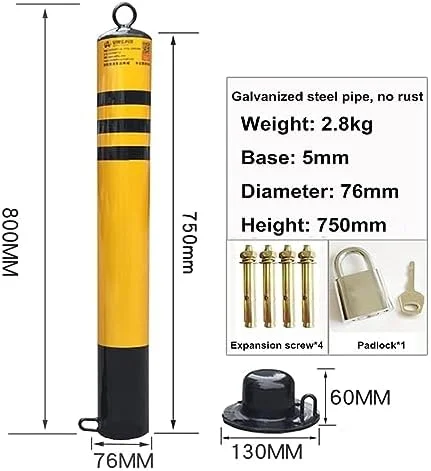 دو عدد ستون محافظتی برای ورودی پارکینگ، مانع پارکینگ، ستون های فلزی پارکینگ با حلقه آویز و پایه متحرک