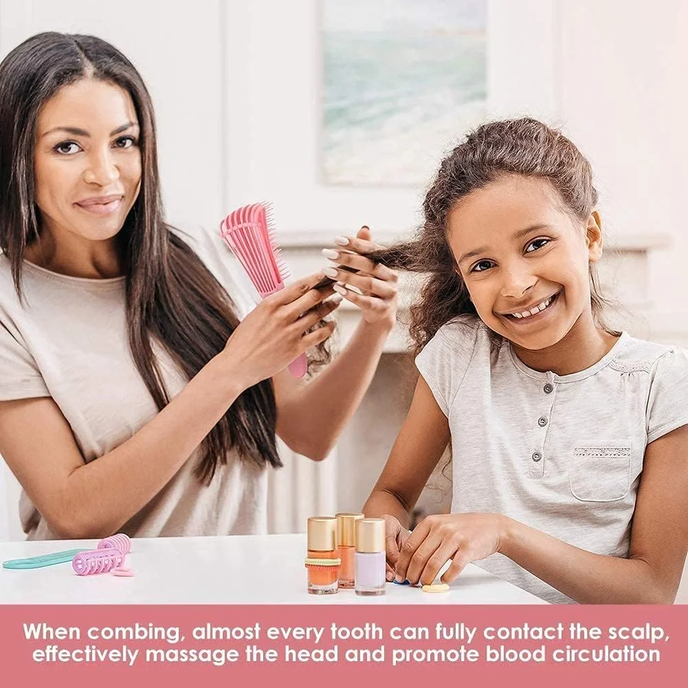 مجموعه برس مو شامل 2 عدد برس باز کننده گره مو و 2 عدد برس دو طرفه حالت دهنده مو، مناسب برای باز کردن گره موهای فر 3a تا 4c، موهای وز، مجعد، خیس، خشک، چرب و گره خورده (مشکی صورتی)