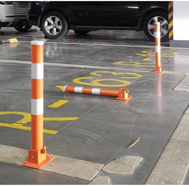 میله محافظ ایمنی، میله تاشو پارکینگ با کلید، با نوار بازتابنده، میله فولادی پیچ دار برای مناطق حساس به ترافیک - خاکستری محکم 1 (زرد 2)