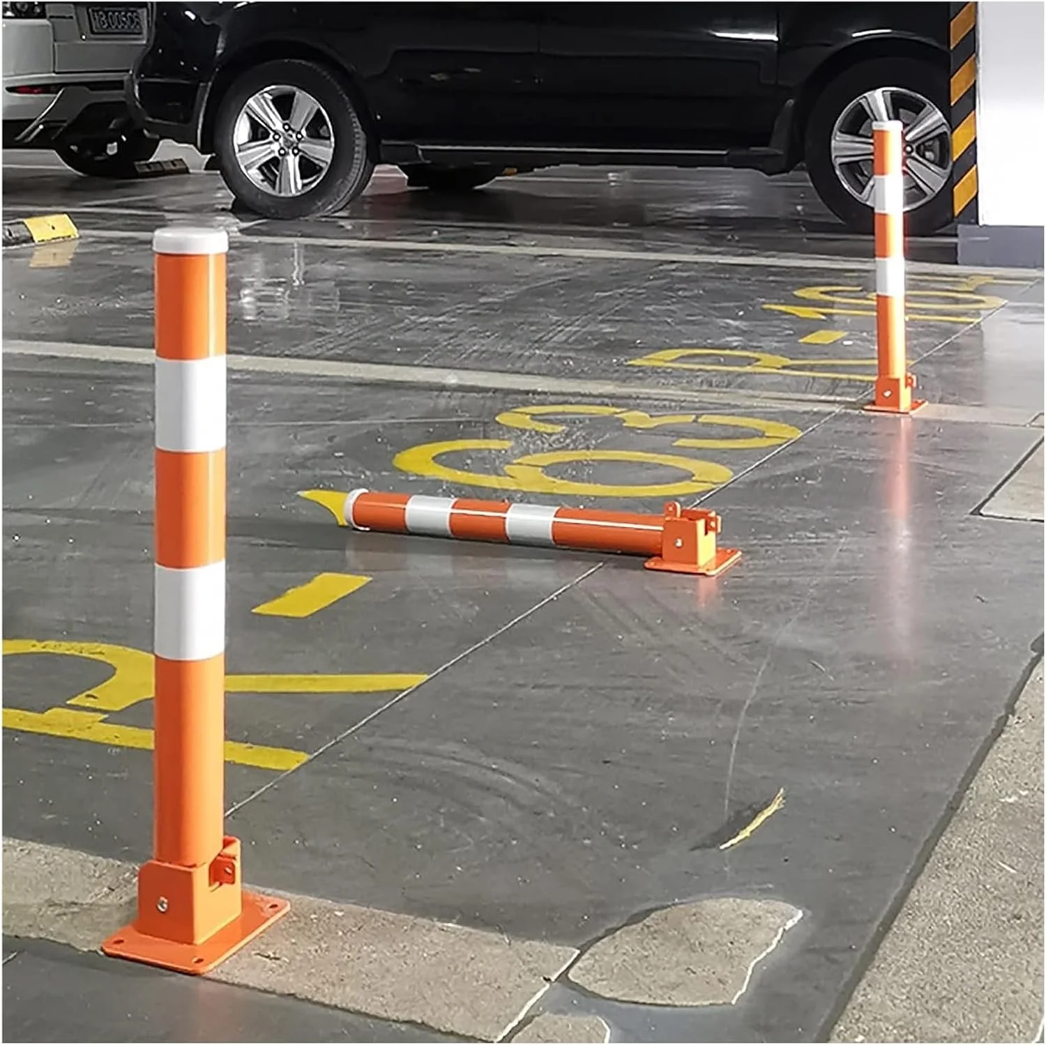 میله محافظ ایمنی، مانع امنیتی گاراژ و پارکینگ، میله قفل تاشو فضای پارکینگ خودرو، با 4 پیچ لنگر برای مناطق حساس به ترافیک