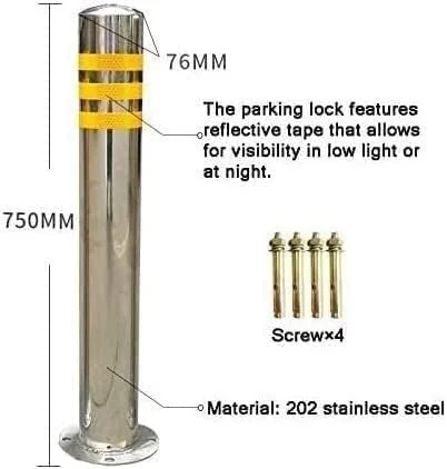 محافظ پارکینگ 2 عددی استیل ضد زنگ، بولارد ایمنی راهرو با نوار بازتابنده برای استفاده تجاری یا شخصی، نصب آسان برای مصارف تجاری یا شخصی (نقره ای 750x76 میلی متر)