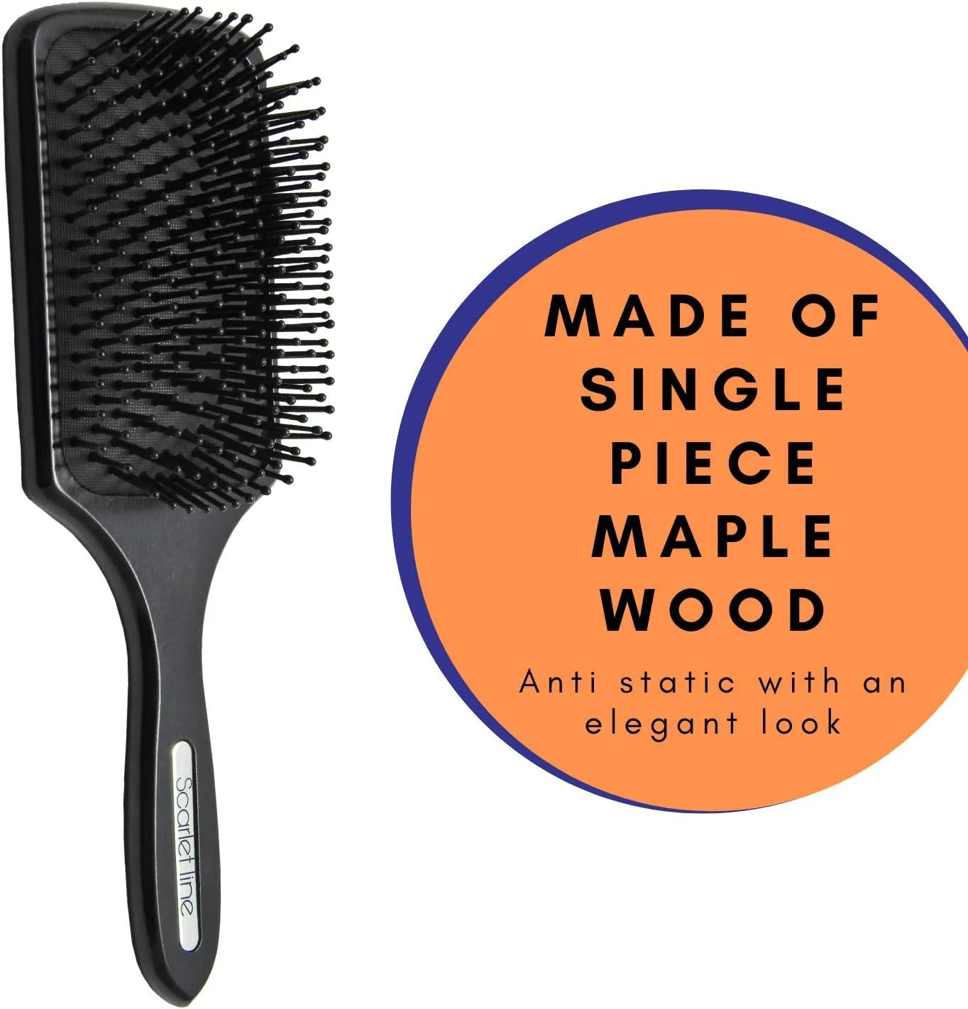 برس مو پدالی بزرگ حرفه ای Scarlet Line با روکش مات، آینه کریستالی پشتی و دسته چوبی مناسب برای آرایش موی آقایان و بانوان - مشکی