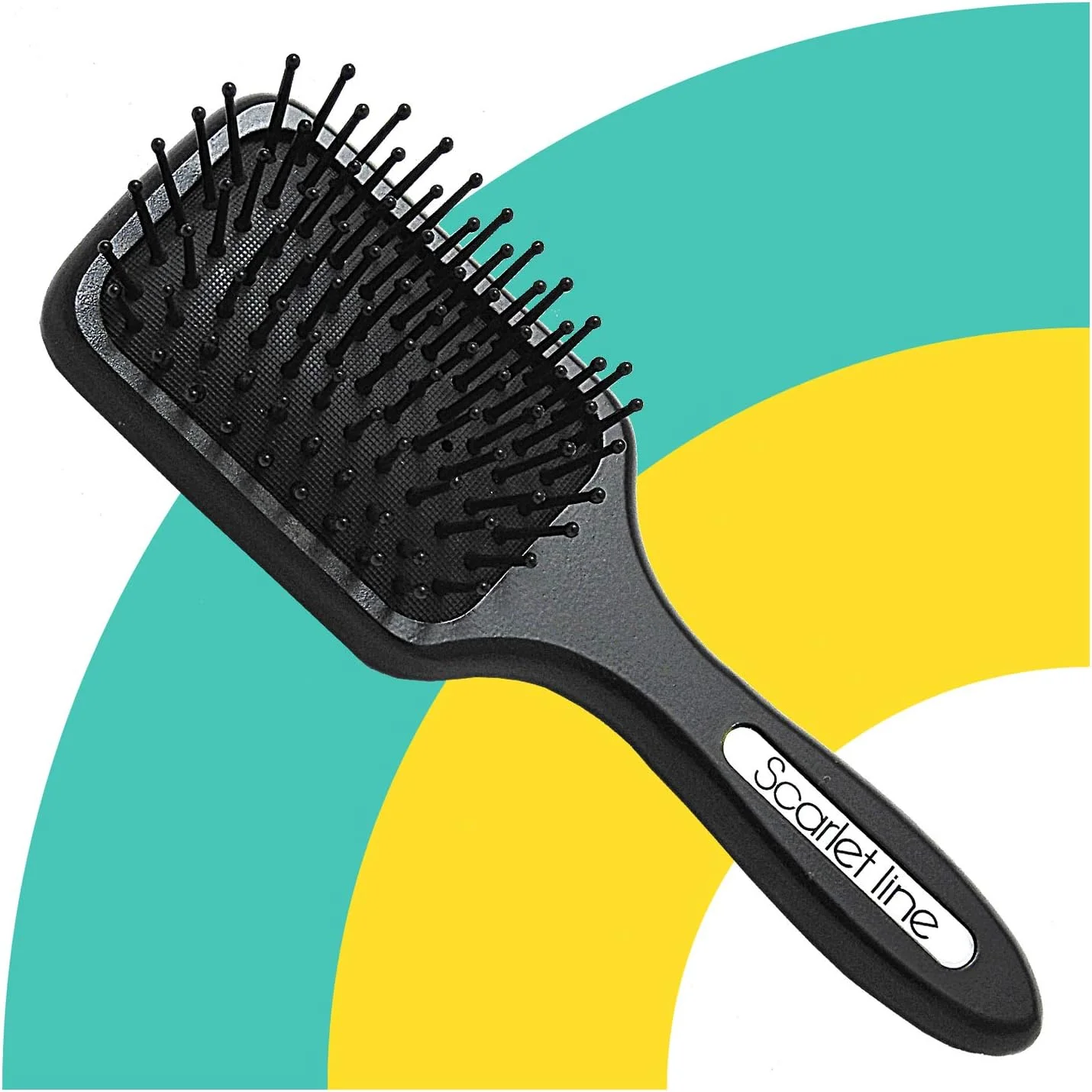 برس مو پارویی کوچک Scarlet Line Professional با روکش مات و آینه پشتی، مناسب برای آقایان و بانوان، رنگ مشکی برس مو پارویی کوچک Scarlet Line Professional با روکش مات و آینه پشتی، مناسب برای آقایان و بانوان، رنگ مشکی