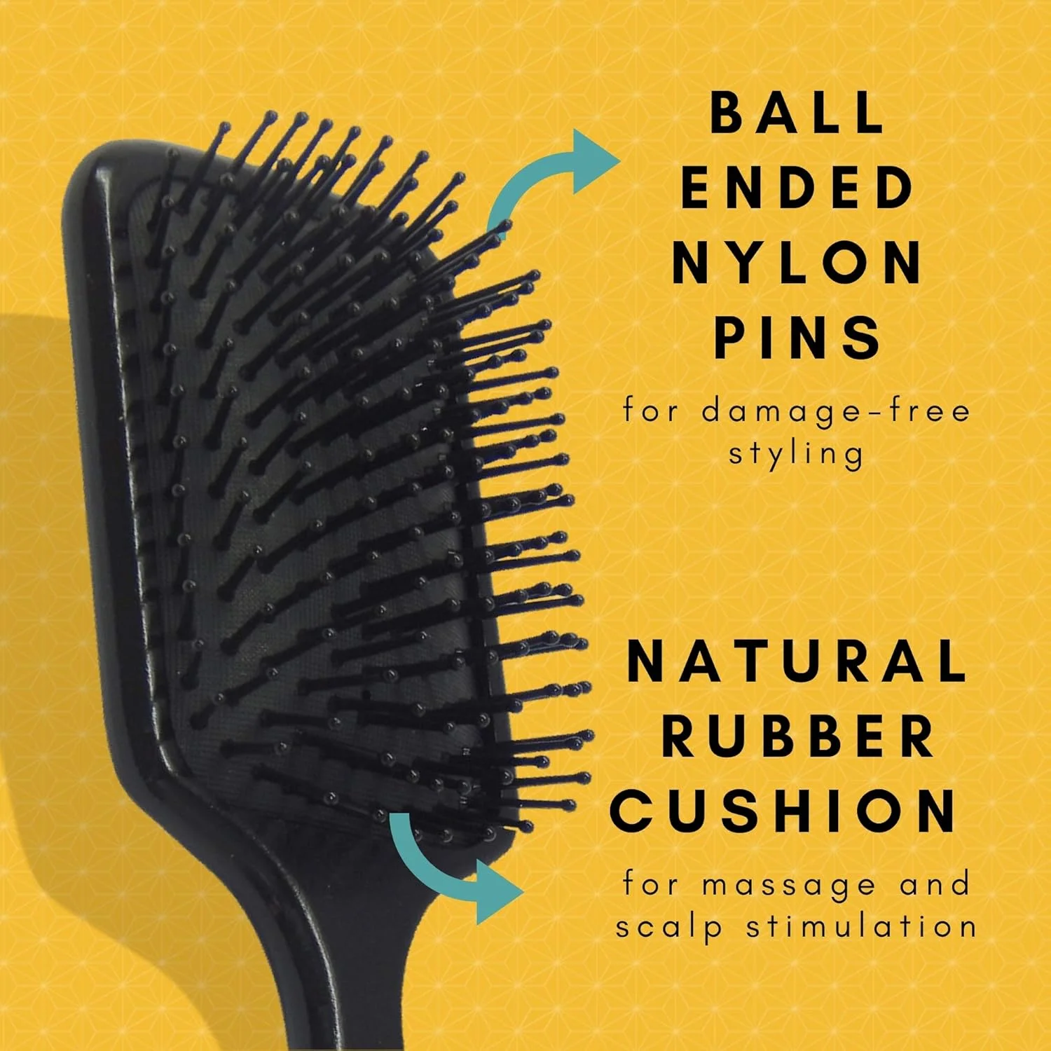 برس مو پارویی بزرگ حرفه ای Scarlet Line با موهای مقاوم در برابر حرارت و دسته چوبی ضد الکتریسیته ساکن برای آقایان و بانوان، رنگ مشکی، سایز کامل