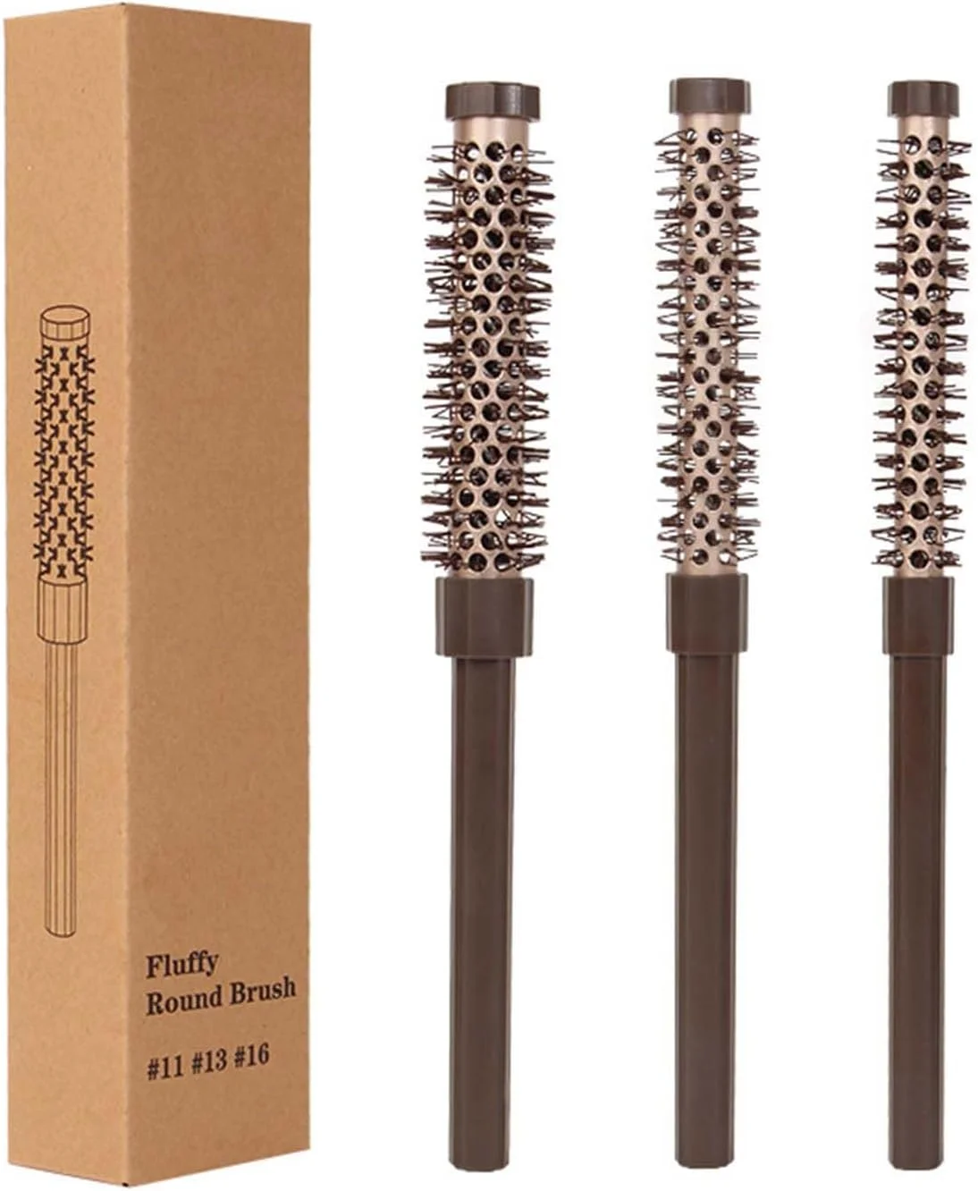 برس مو گرد - ShiningUU بسته 3 عددی شانه غلطکی مدلینگ لانه زنبوری با تاج بلند | برس آرایشگری برای موهای فر و خشک کردن با سشوار | ست برس حالت دهنده تاج بلند برای زنان و مردان