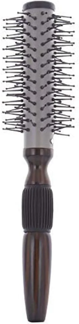 برس گرد حرارتی حرفه ای چوبی ضد الکتریسیته ساکن Scarlet Line مناسب برای فر کردن مو، برای آقایان و خانم ها | برس فر کننده مو با موهای مقاوم در برابر حرارت و دسته چوبی با روکش لاستیکی ضد لغزش، 26 میلی متر