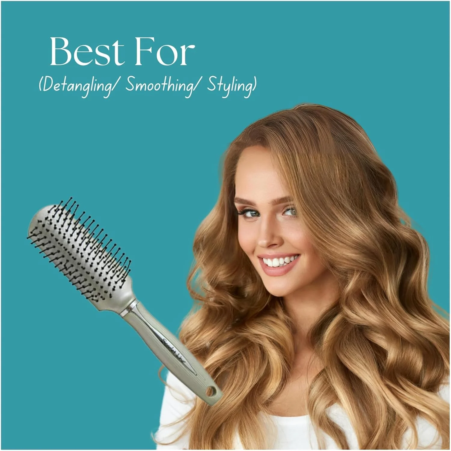 برس مو تخت بزرگ 9 ردیفه حرفه ای Scarlet Line با دسته ضد لغزش برای آقایان و بانوان، رنگ مسی نقره ای برس مو تخت بزرگ 9 ردیفه حرفه ای Scarlet Line با دسته ضد لغزش برای آقایان و بانوان، رنگ مسی نقره ای