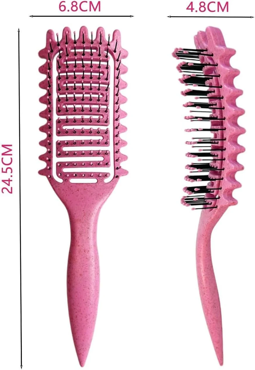 برس حالت دهنده مو فرفری Purfex Bounce، برس های حالت دهنده مو - بسته 2 عددی برس باز کننده گره ممتاز برای موهای فر، ایده آل برای شانه کردن، حالت دادن و مشخص کردن فرها برای زنان و مردان (مشکی و صورتی)