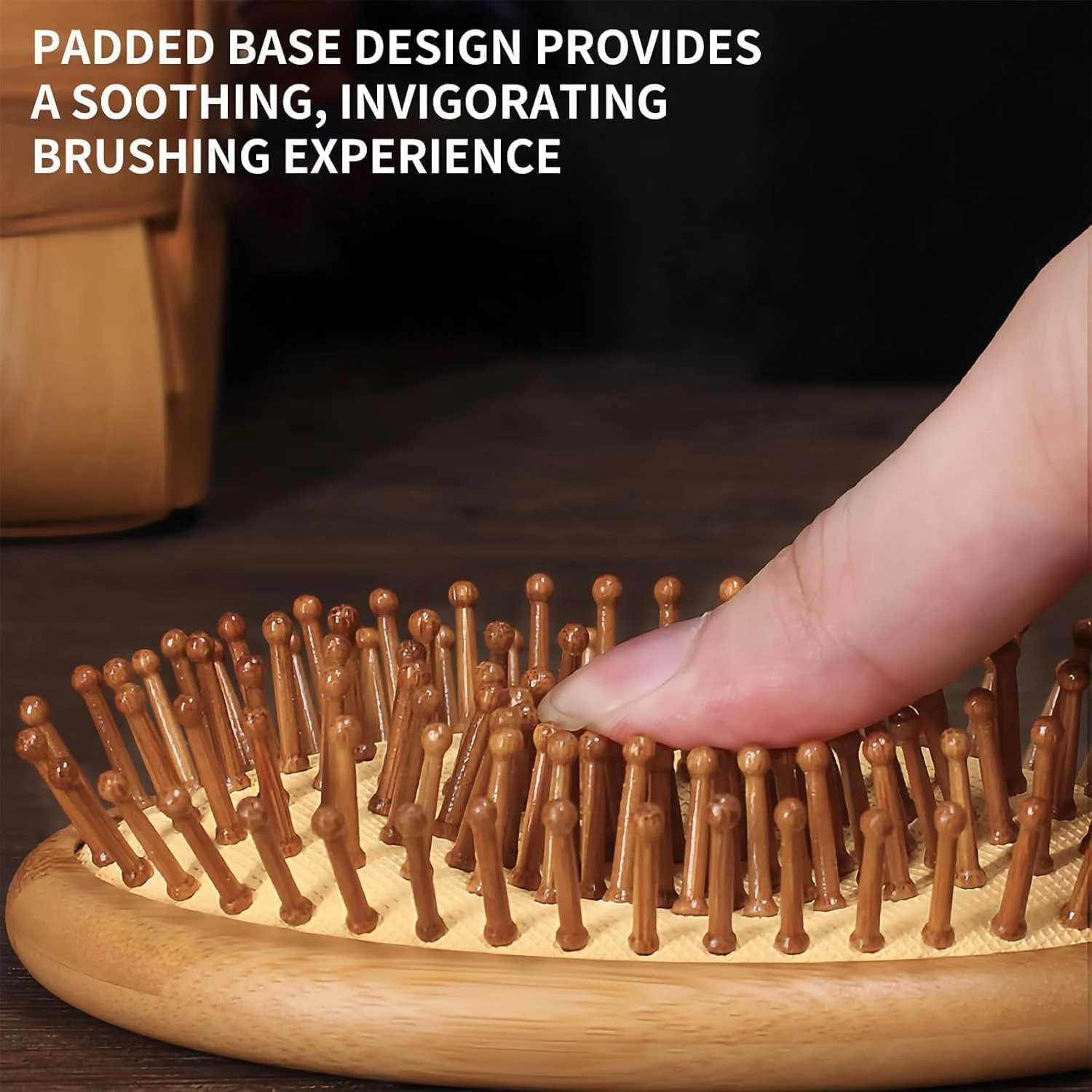 برس مو بامبو Purfex برای رشد مو، برس مویی چوبی با دندانه‌های بامبو طبیعی برای باز کردن گره مو و ماساژ پوست سر، مناسب برای زنان، مردان و کودکان، برای انواع مو، با دسته ارگونومیک