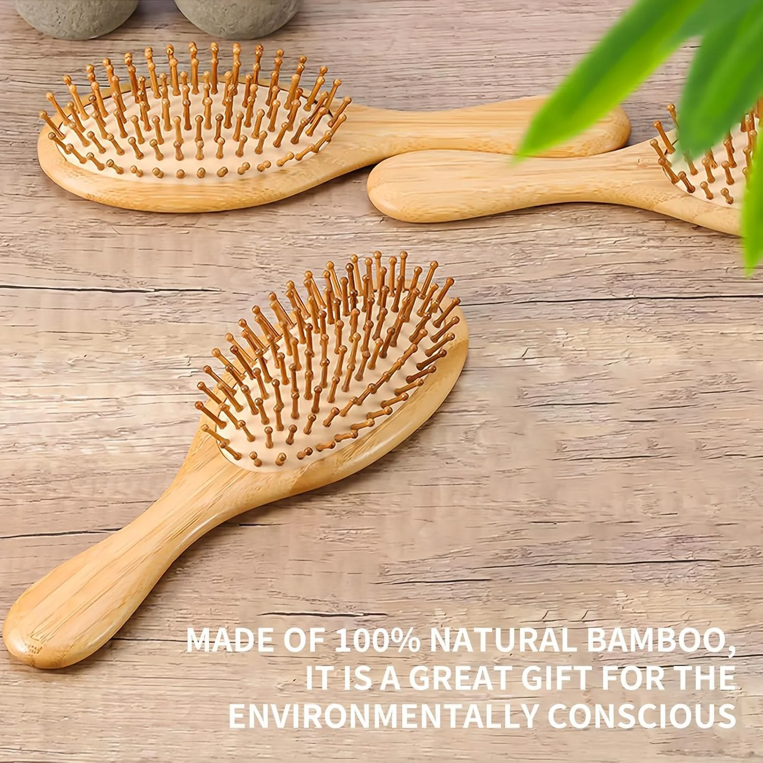 برس مو بامبو Purfex برای رشد مو، برس مویی چوبی با دندانه‌های بامبو طبیعی برای باز کردن گره مو و ماساژ پوست سر، مناسب برای زنان، مردان و کودکان، برای انواع مو، با دسته ارگونومیک