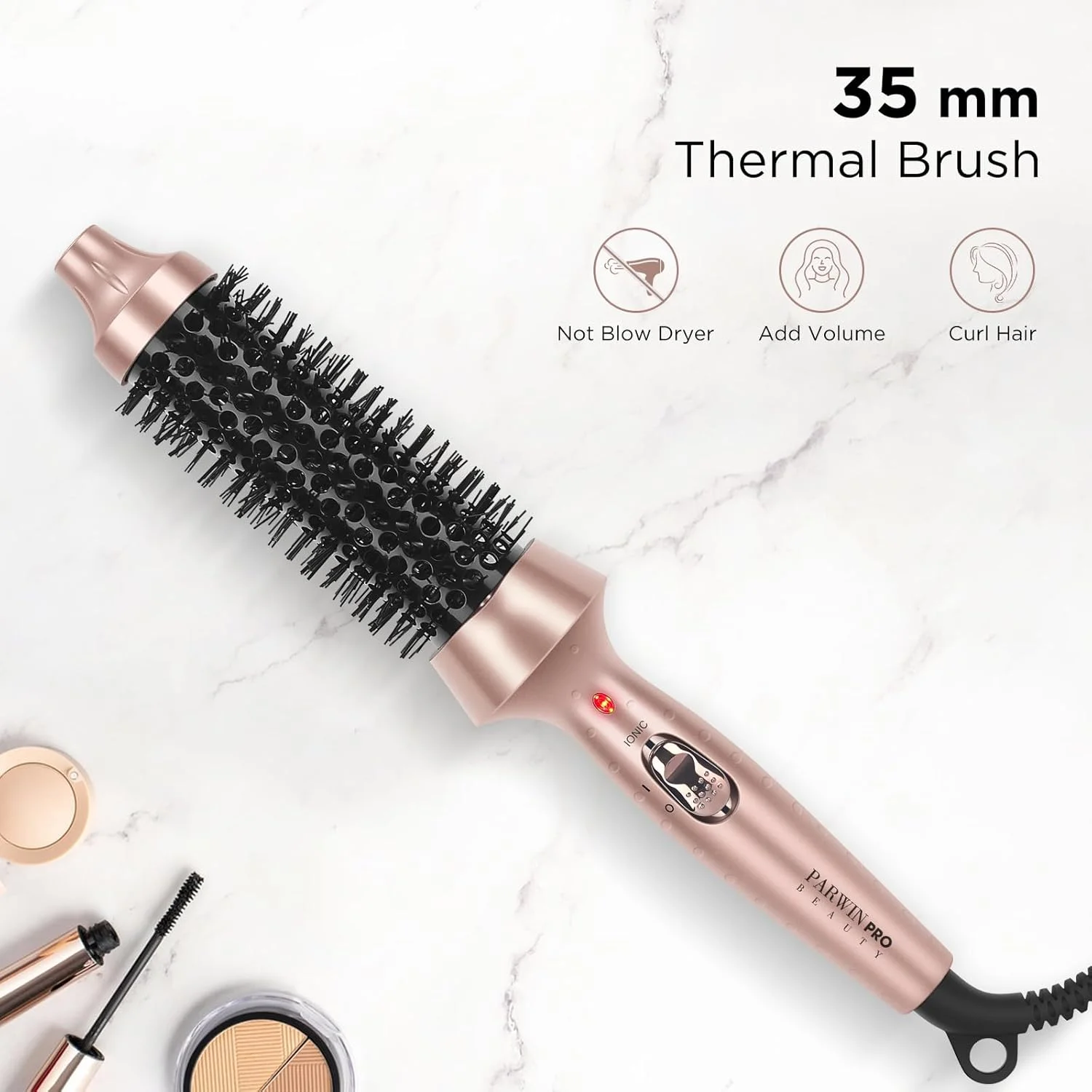 برس حرارتی حرفه ای پروین پرو بیوتی، برس گرد حرارتی 35 میلی متری برای حالت دادن به مو، برس داغ یونی برای ایجاد فرهای درخشان تر و صاف تر، گرم شدن سریع، ولتاژ دوگانه، خاموش شدن خودکار پس از 60 دقیقه، طلایی برس حرارتی حرفه ای پروین پرو بیوتی، برس گرد حرارتی 35 میلی متری برای حالت دادن به مو، برس داغ یونی برای ایجاد فرهای درخشان تر و صاف تر، گرم شدن سریع، ولتاژ دوگانه، خاموش شدن خودکار پس از 60 دقیقه، طلایی