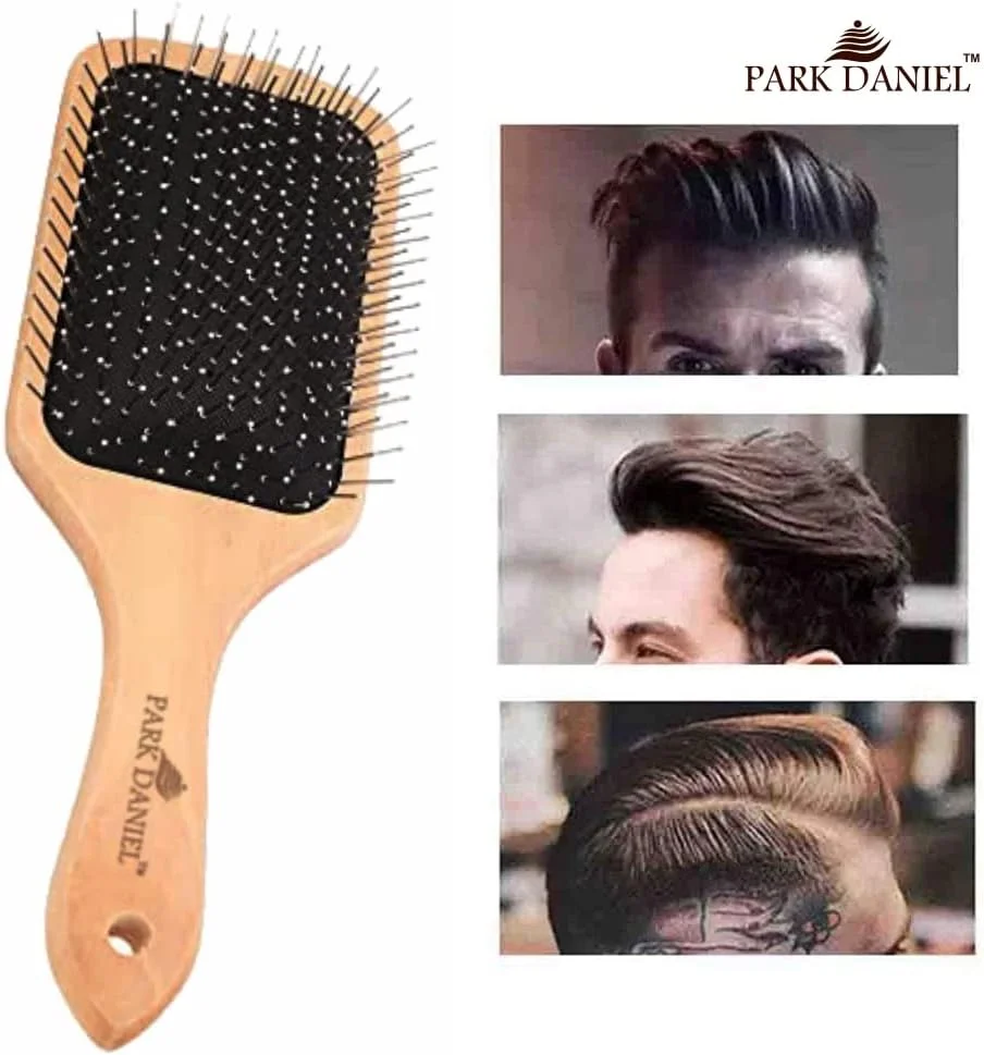 برس مو چوبی پارک دنیل، برس موی پارویی سازگار با محیط زیست، برای موهای نازک، بلند و مجعد، تحریک کننده پوست سر - کمک به رشد (بسته 2 عددی)