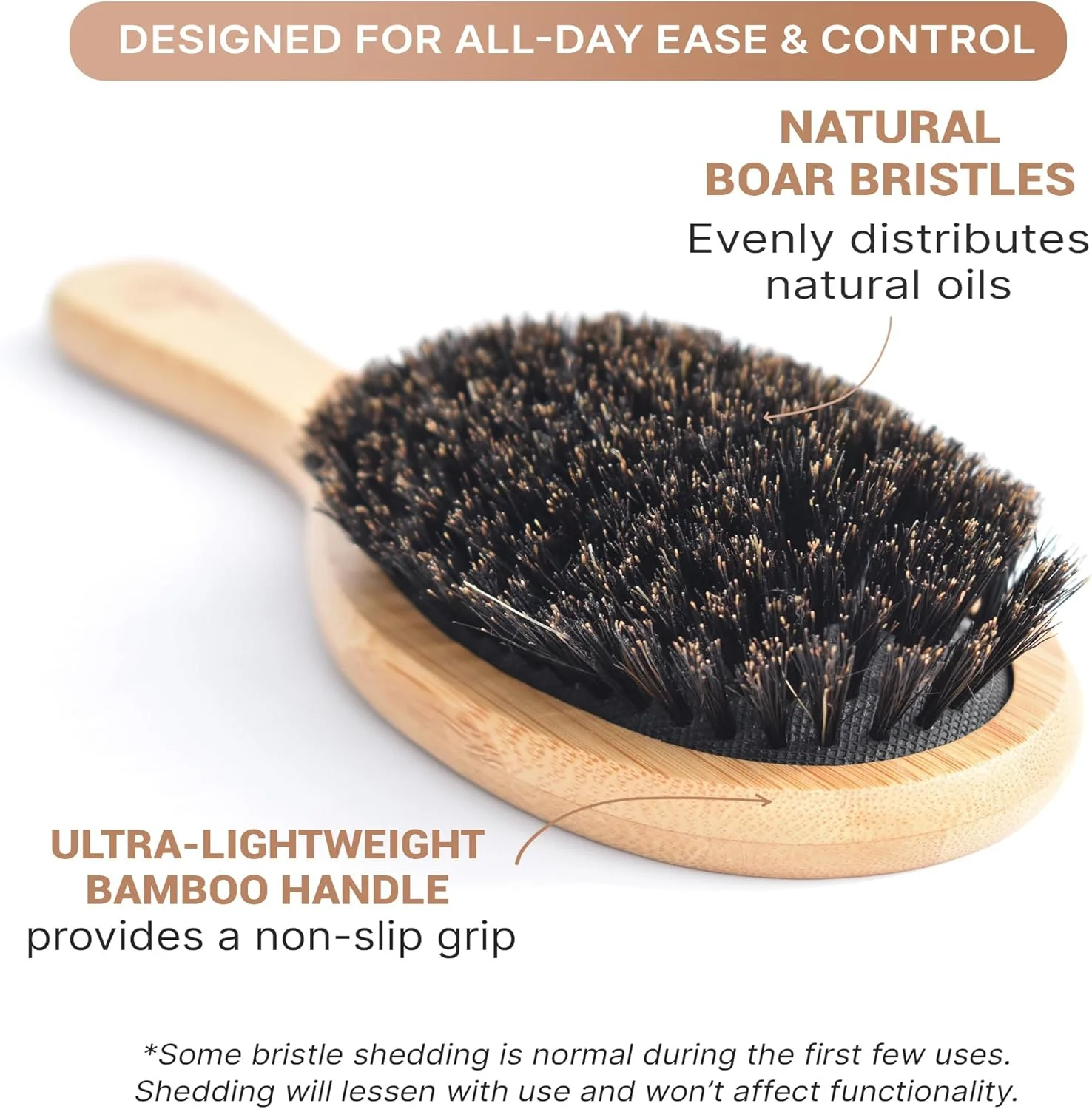 برس مو با موهای طبیعی 100% - برس موی سازگار با محیط زیست، باز کننده گره مو، صاف کننده و ماساژور پوست سر، برس موی حرفه ای برای انواع مو برس مو با موهای طبیعی 100% - برس موی سازگار با محیط زیست، باز کننده گره مو، صاف کننده و ماساژور پوست سر، برس موی حرفه ای برای انواع مو