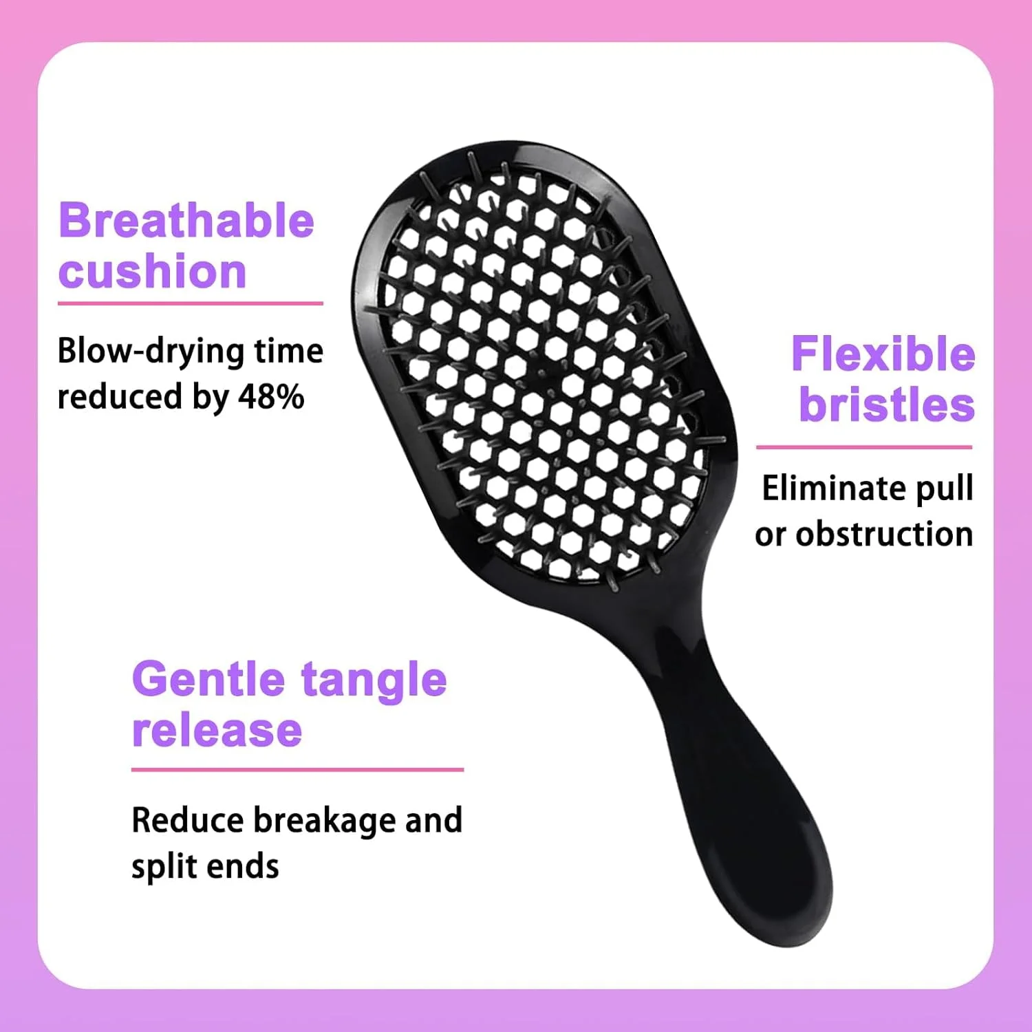 برس موی باز کننده گره NALACAL، شانه ماساژ فر کننده 2 عددی، برس مو از بین برنده شوره سر، مناسب برای انواع مو، ایده آل برای فرهای طبیعی و موهای بلند و ضخیم، مشکی و بنفش