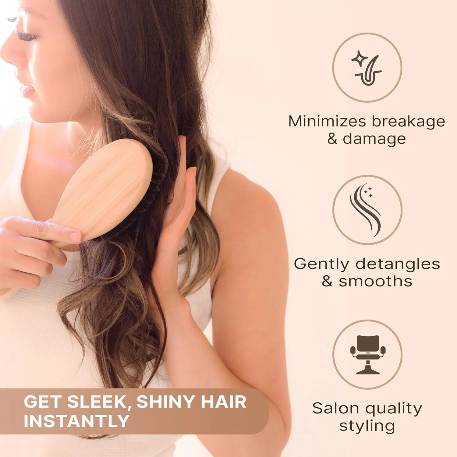 برس مو با موهای طبیعی 100% - برس موی سازگار با محیط زیست، باز کننده گره مو، صاف کننده و ماساژور پوست سر، برس موی حرفه ای برای انواع مو برس مو با موهای طبیعی 100% - برس موی سازگار با محیط زیست، باز کننده گره مو، صاف کننده و ماساژور پوست سر، برس موی حرفه ای برای انواع مو