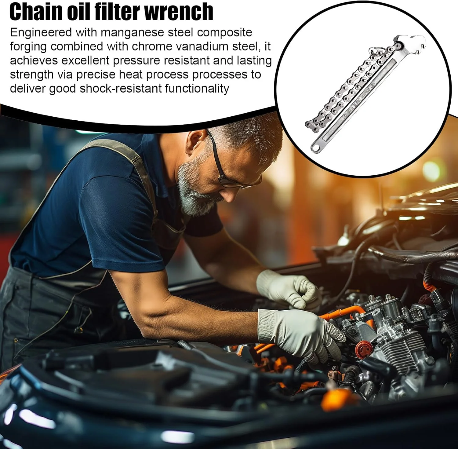 آچار زنجیری لوله - آچار زنجیری لوله فولادی 16 اینچی، دسته بلند سنگین برای تعمیرات خودرو، لوازم جانبی ماشین آلات کشاورزی، بهسازی خانه و مهندسی