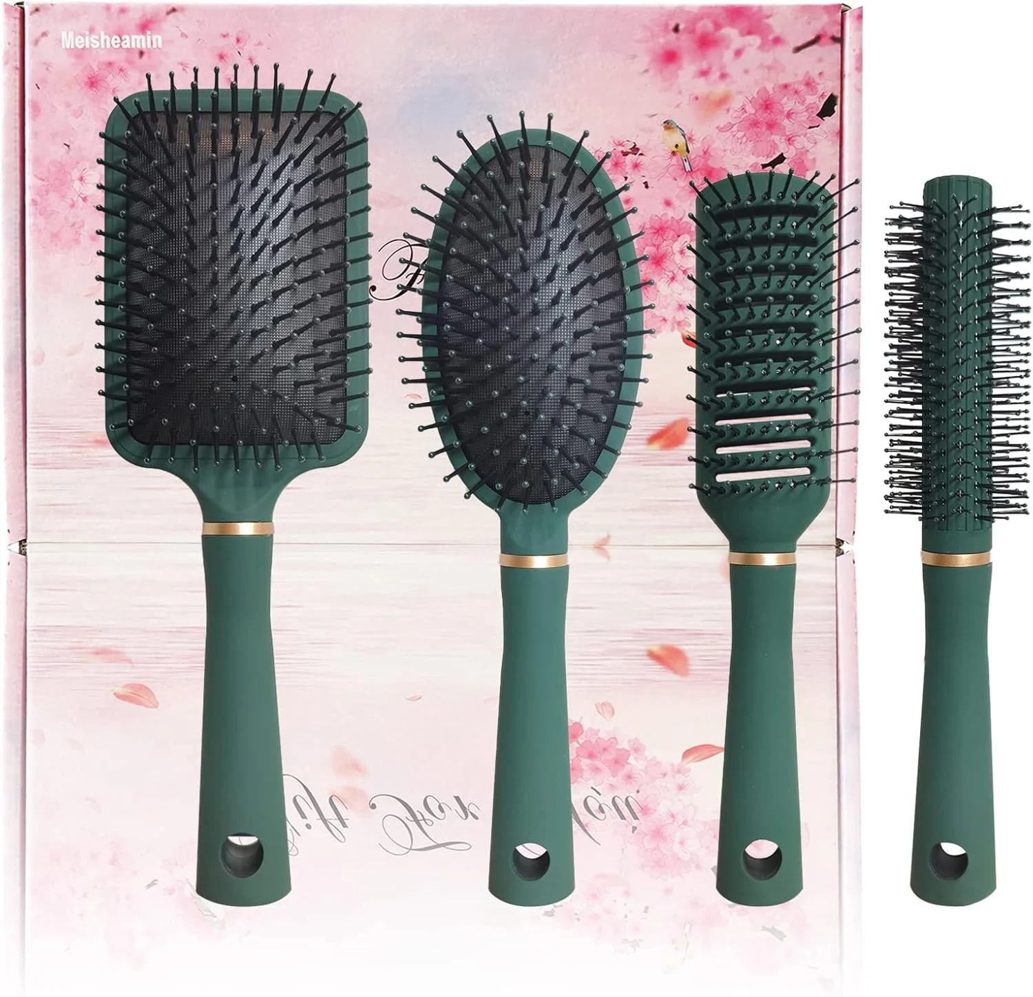 ست هدیه برس مو میشامین 4 عددی برای زنان، برس موی گره باز کن برای زنان و کودکان، موهای نرم و انعطاف پذیر برای موهای بلند، ضخیم، مجعد، موج دار، خشک و آسیب دیده