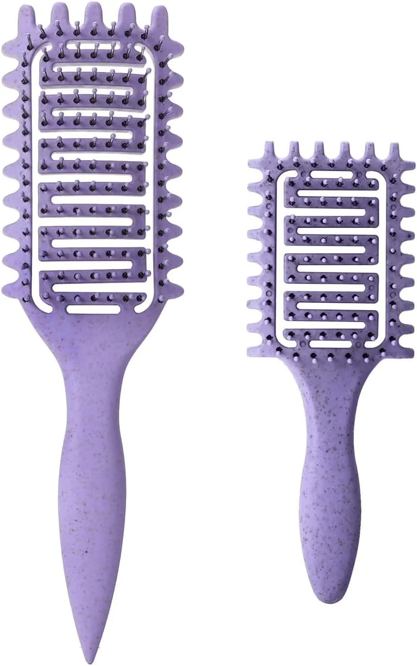 برس موی مینی، برس مسافرتی مو، برس گره باز کن مینی و جمع و جور برای حالت دادن آسان در سفر، مناسب برای انواع مو (2 عدد بنفش)