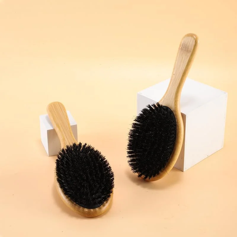 برس مو با موهای طبیعی 100% - برس موی سازگار با محیط زیست، باز کننده گره مو، صاف کننده و ماساژور پوست سر، برس موی حرفه ای برای انواع مو برس مو با موهای طبیعی 100% - برس موی سازگار با محیط زیست، باز کننده گره مو، صاف کننده و ماساژور پوست سر، برس موی حرفه ای برای انواع مو