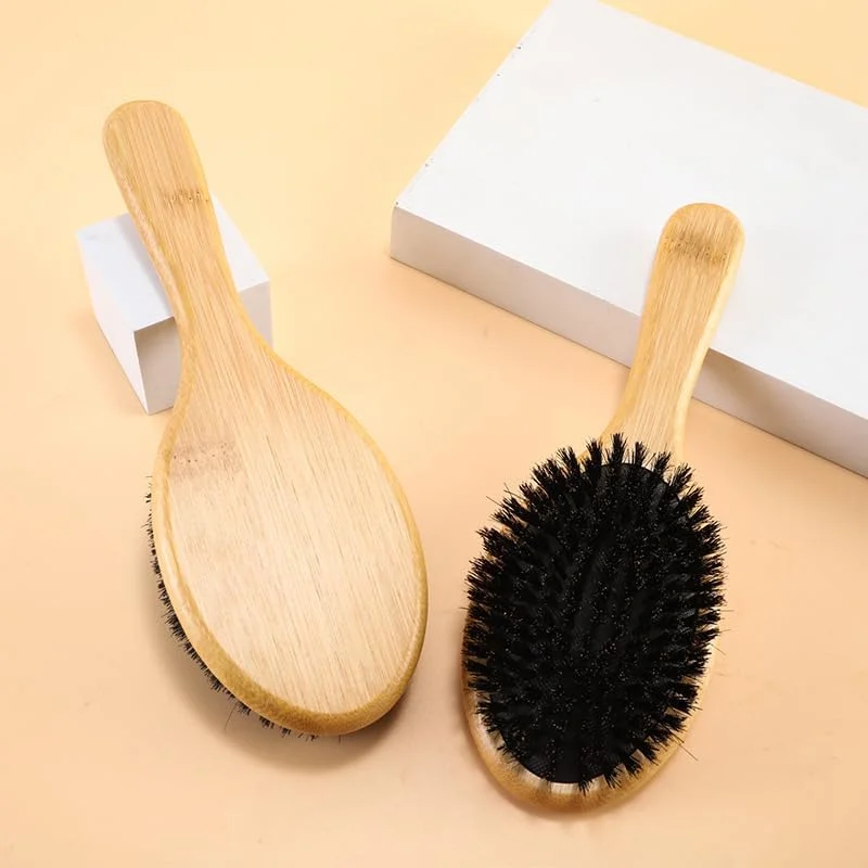 برس مو با موهای طبیعی 100% - برس موی سازگار با محیط زیست، باز کننده گره مو، صاف کننده و ماساژور پوست سر، برس موی حرفه ای برای انواع مو برس مو با موهای طبیعی 100% - برس موی سازگار با محیط زیست، باز کننده گره مو، صاف کننده و ماساژور پوست سر، برس موی حرفه ای برای انواع مو