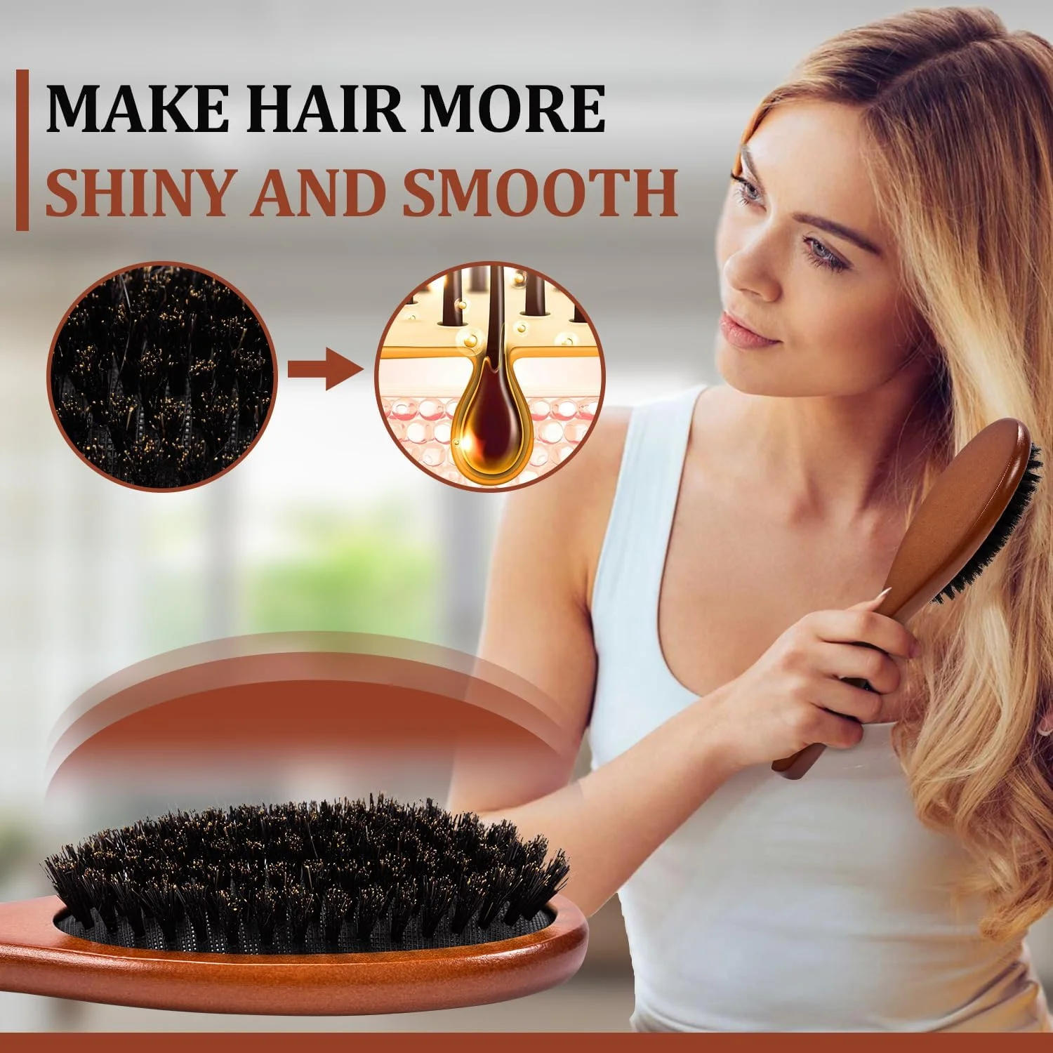 ست برس مو Muyaps برای زنان و مردان، برس موی خیس برای باز کردن گره و صاف کردن موهای متوسط ​​تا بلند، چتری و ریش (ست 2 عددی)