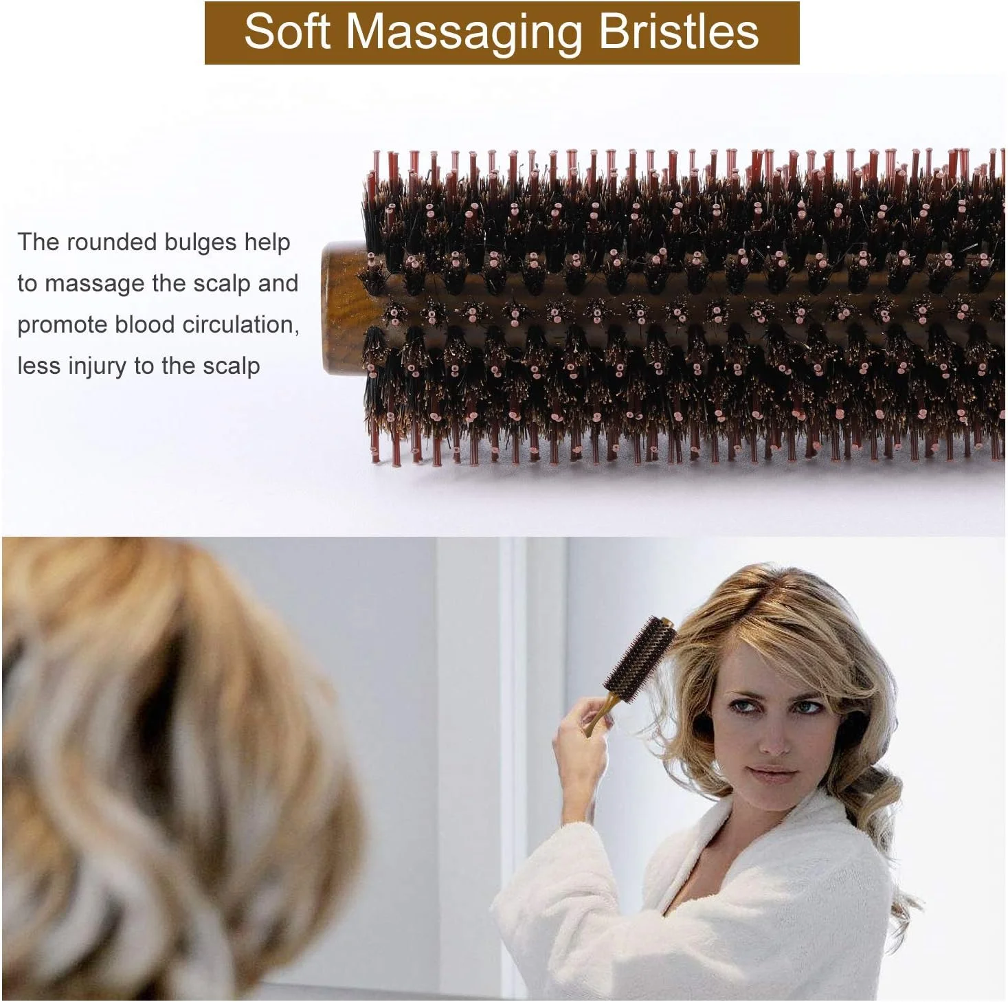 برس گرد مو MAKINGTEC با الیاف طبیعی، برس حالت دهنده با دسته چوبی طبیعی، برس سشوار ضد الکتریسیته ساکن برای صاف کردن و فر کردن مو، مناسب موهای خشک و خیس برای آقایان و بانوان برس گرد مو MAKINGTEC با الیاف طبیعی، برس حالت دهنده با دسته چوبی طبیعی، برس سشوار ضد الکتریسیته ساکن برای صاف کردن و فر کردن مو، مناسب موهای خشک و خیس برای آقایان و بانوان