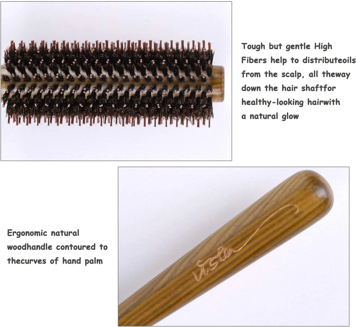 برس گرد مو MAKINGTEC با الیاف طبیعی، برس حالت دهنده با دسته چوبی طبیعی، برس سشوار ضد الکتریسیته ساکن برای صاف کردن و فر کردن مو، مناسب موهای خشک و خیس برای آقایان و بانوان برس گرد مو MAKINGTEC با الیاف طبیعی، برس حالت دهنده با دسته چوبی طبیعی، برس سشوار ضد الکتریسیته ساکن برای صاف کردن و فر کردن مو، مناسب موهای خشک و خیس برای آقایان و بانوان