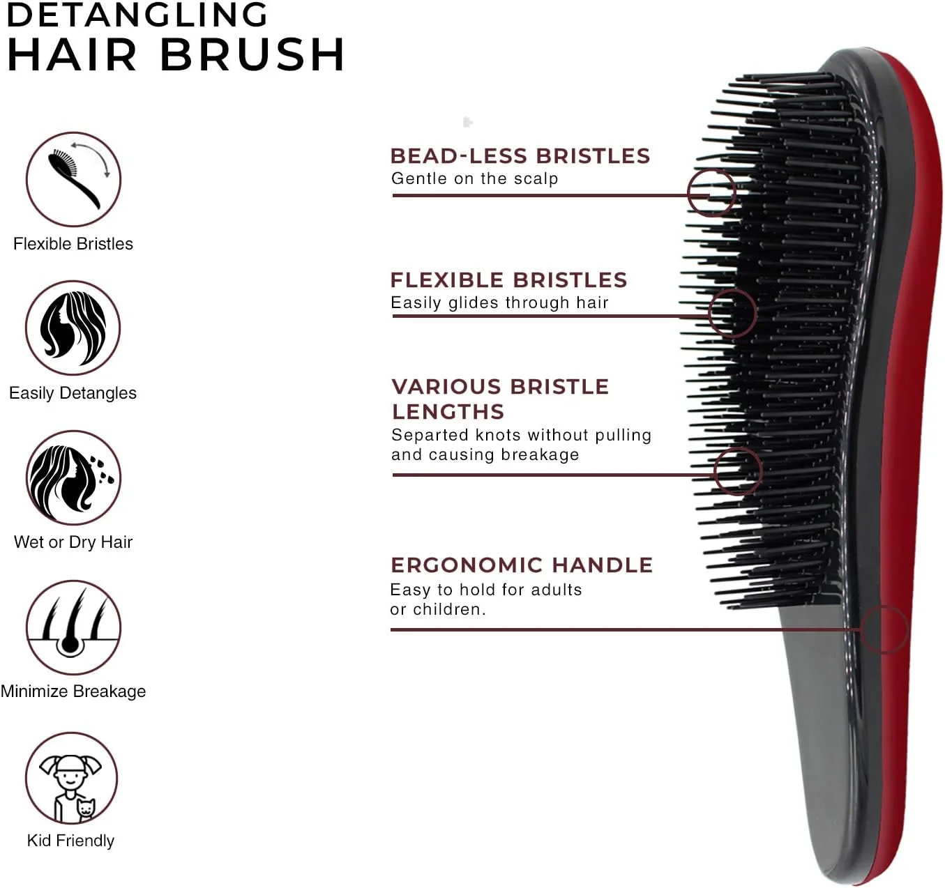 برس باز کننده گره مو Majestik+ برای بزرگسالان و کودکان - خداحافظ موهای گره خورده