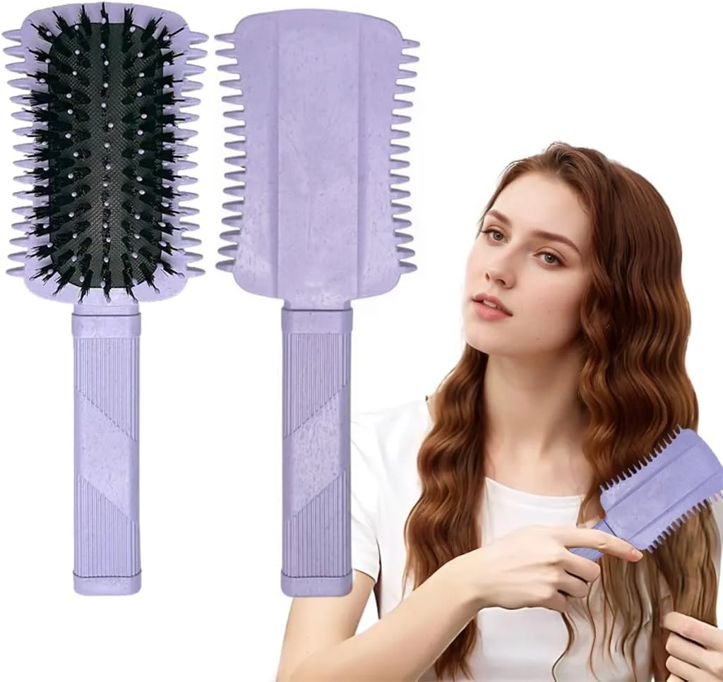 برس حالت دهنده فر مو مکس مانا مدل Secret، برس حالت دهنده موهای فر برای باز کردن گره، شانه کردن، حالت دادن و مشخص کردن فرها برای زنان و مردان، کشش کمتر، کاهش کشیدگی و جدا شدن فرها (مربع - بنفش)