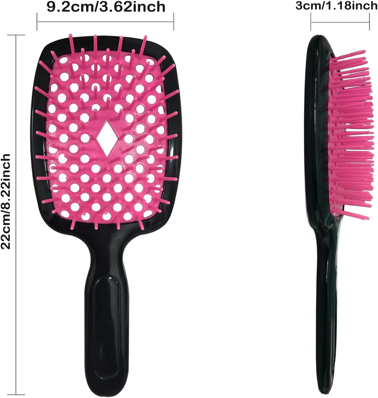 برس باز کننده گره مو مکس مانا سکرت، برس باز کننده گره، شانه فر کننده ماساژ برای زنان، مردان، دختران و کودکان برای موهای طبیعی فر، خیس، خشک، ضخیم، صاف و بلند (مشکی قرمز)