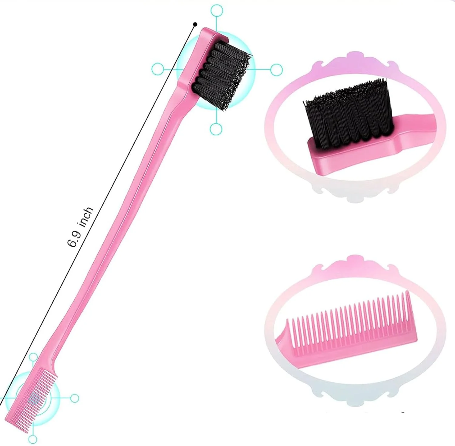 مجموعه برس مو LIDOUK شامل برس موی زبر، برس کنترل لبه مو و شانه پوش دهنده مو برای موی زنان، نوزادان و کودکان (3 عدد) - صورتی