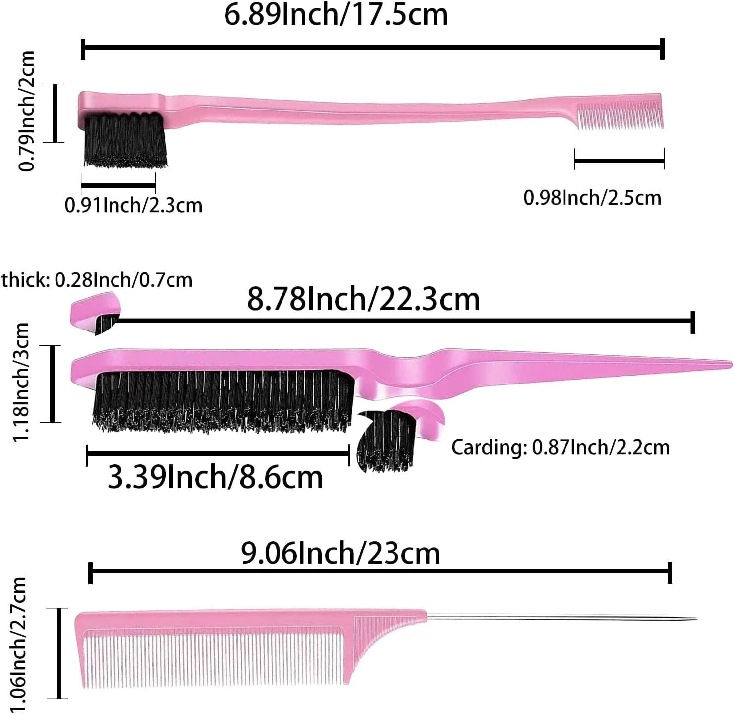 مجموعه برس مو LIDOUK شامل برس موی زبر، برس کنترل لبه مو و شانه پوش دهنده مو برای موی زنان، نوزادان و کودکان (3 عدد) - صورتی