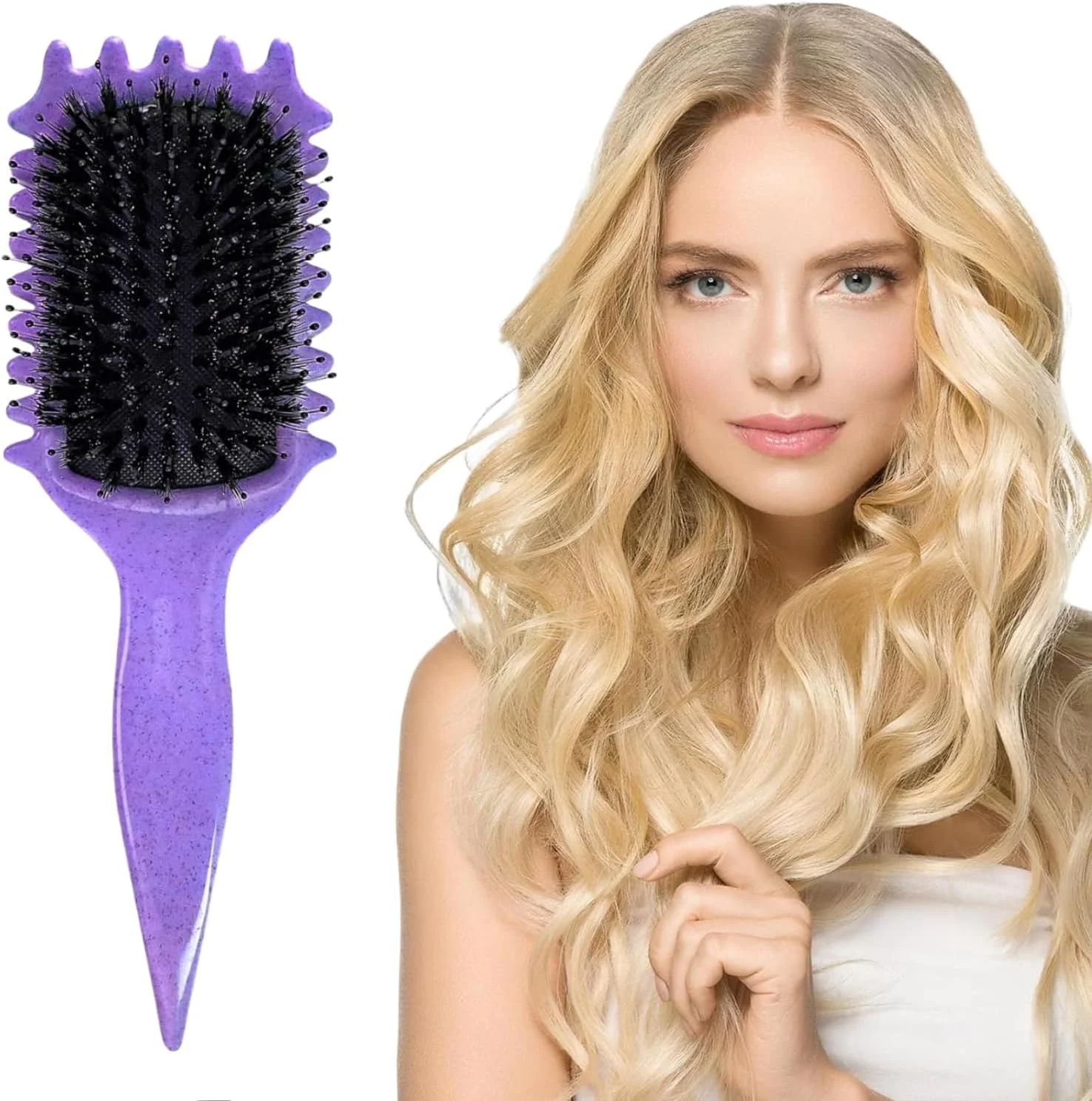 برس موی فر لاکسدامر، برس مو برای زنان و مردان، برس حالت دهنده موی فر برای باز کردن گره و حالت دادن به انواع مو (بنفش)