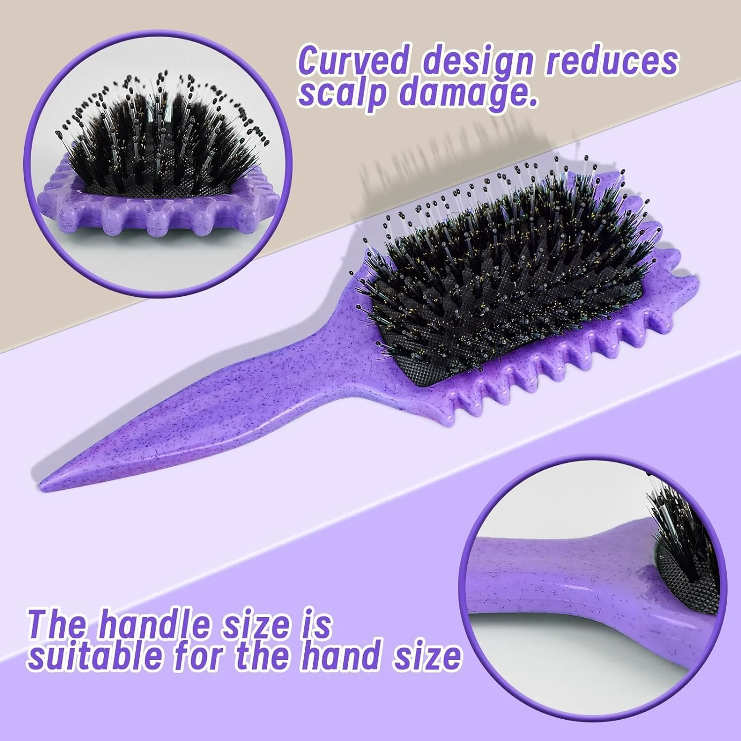 برس موی فر لاکسدامر، برس مو برای زنان و مردان، برس حالت دهنده موی فر برای باز کردن گره و حالت دادن به انواع مو (بنفش)