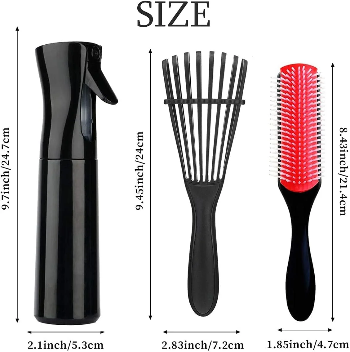 ست برس مو 3 تکه KIENAI، شامل برس موی نایلونی ضد گره، برس حالت دهنده و بطری اسپری مو، برای حالت دادن به موی خانم ها، ابزار برس مو، برای موهای فر، موهای صاف و بلند