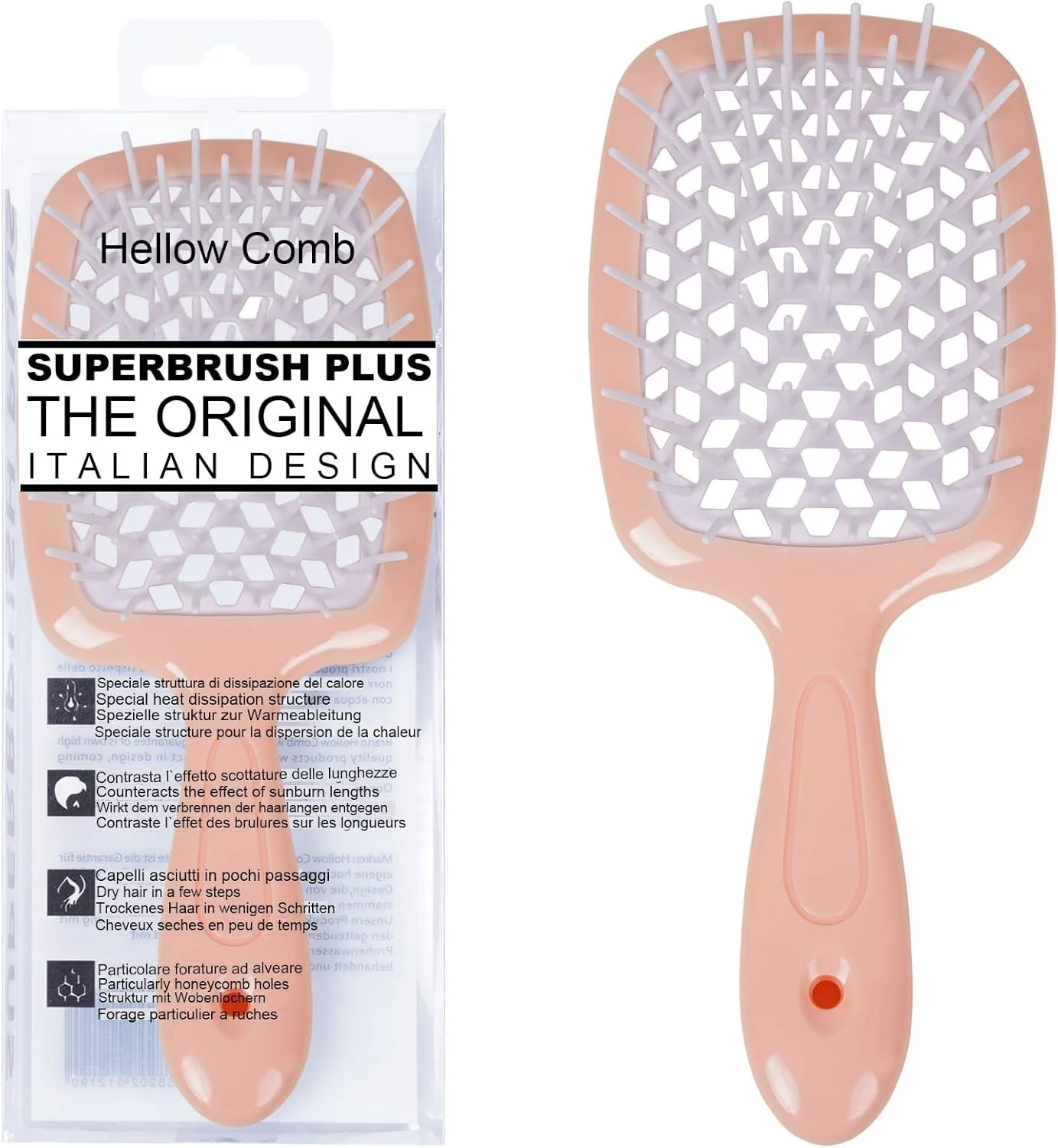 برس موی باز کننده گره KOCANPA، شانه حالت دهنده تهویه ماساژ توخالی برای موهای مجعد، خیس، ضخیم و گره خورده (نارنجی و سفید)