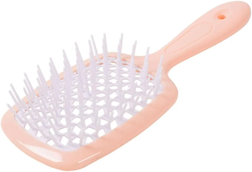 برس موی باز کننده گره KOCANPA، شانه حالت دهنده تهویه ماساژ توخالی برای موهای مجعد، خیس، ضخیم و گره خورده (نارنجی و سفید)